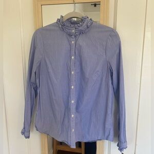 J Crew button down with ruffle collar